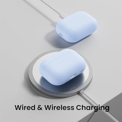 ORNARTO for AirPods Pro 2 Case, Hybrid Silicone, Baby Blue | Hybrid Silicone Rubber, Front LED Visible, Wireless Charging, Skin-Friendly Soft Touch, Anti-Scratch, Detachable Lanyard - color: Baby Blue