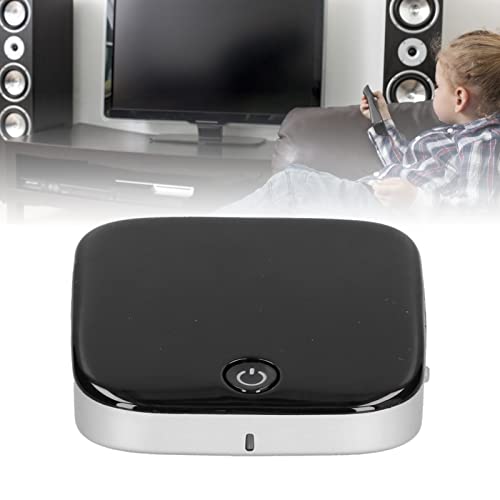 Bluetooth 5.0 Adapter, Portable Wireless Audio Transmitter and Receiver, Low Latency Dual Mode for TV Headphones Home Theater, Black