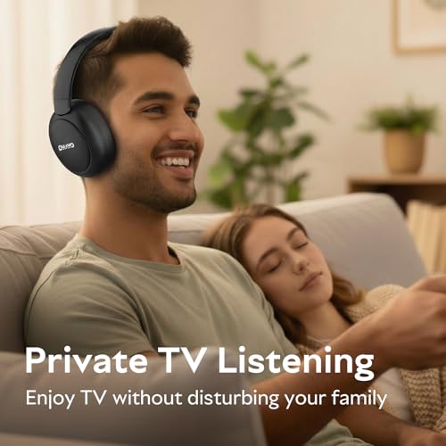 OHAYO Wireless TV Headphones for Seniors with Transmitter Charging Dock, Digital Optical AUX RCA Plug and Play Wireless Headphones for Watching TV, No Audio Delay, 100ft Range, Hearing Impaired Gifts