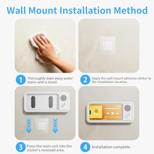 Shower Phone Holder Waterproof with Speaker Hole,360° Rotatable Shower Phone Case Holder,Anti Fog Phone Stand Mount for Bathroom Bathtub Kitchen Wall Mirror,for 4-7" iPhone 17 16 S25 Ultra - color: White