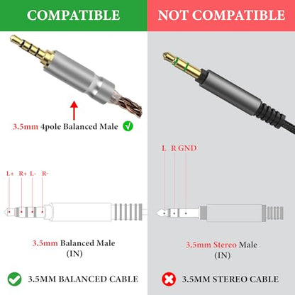 GEEKRIA 4.4mm Male to 3.5mm Female Balanced Headphones Adapter, Compatible with 3.5mm 4-Pole Balanced Cables and 4.4mm Balanced Audio Devices, Aluminum Alloy, Gold Plated - size: 5 centimeters