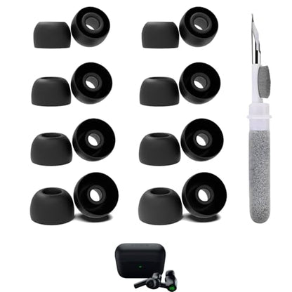 8 Pairs Replacement Silicone Ear Buds Tips Compatible with Razer, HUIFU, ISOtunes, SteelSeries, chalvh, 1more, HearSound, DefenderShield, Fits in Case, with 3-in-1 Cleaner Kit, XS/S/M/L - color: Black