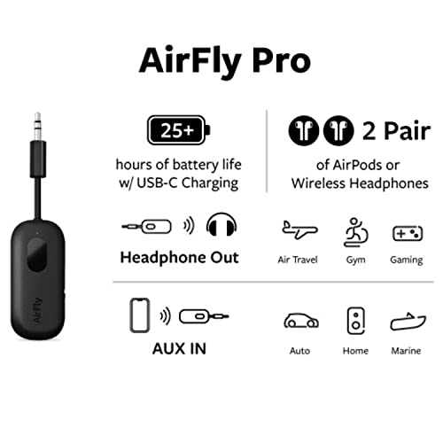 Twelve South AirFly Pro, Bluetooth Wireless Audio Transmitter, Black - color: Black, style: AirFly Pro