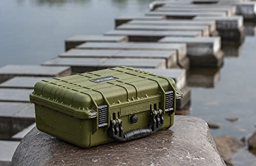 MEIJIA All Weather IP67 Waterproof Hard Camera Case,Hard Protective Case,Hard Case with Customizable Foam,Fit Use of Drones,Camera,Equipments,Pistols(Green,15.98x12.99x6.85inches) - color: Green, size: 15.98x12.99x6.85inches