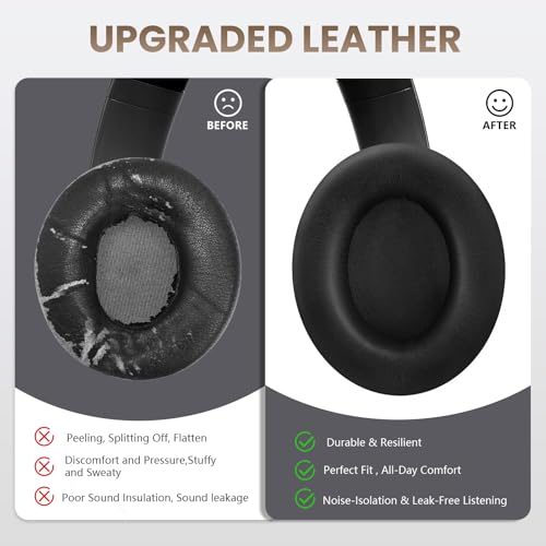 Studio Pro Headphone Ear Pads, Replacement Earpads/Cushions for Beats Studio Pro, with Premium Protein Leather, Resilient Memory Foam, Added Thickness - color: Black