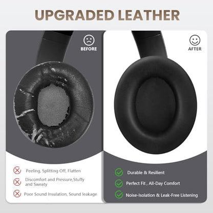 Studio Pro Headphone Ear Pads, Replacement Earpads/Cushions for Beats Studio Pro, with Premium Protein Leather, Resilient Memory Foam, Added Thickness - color: Black