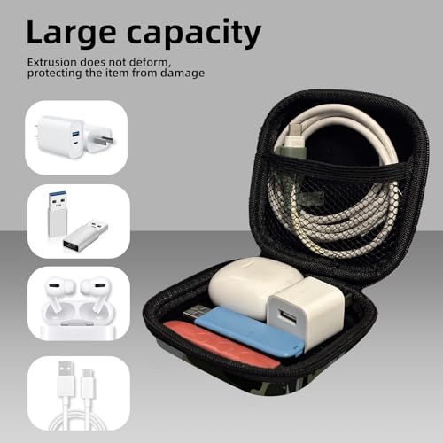Square Data Cable Earbud Charger Coin Storage Bag Shockproof and Drop-Proof EVA Material Compatible with AirPod(Camouflage) - color: camouflage