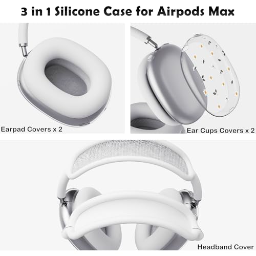 for AirPods Max Headphones Daisy Ear Covers for AirPods Max 2 | Cute Flower Clear Ear Cups Cover | White Silicone Ear Pad Case Headband Cover for Apple AirPods Max 2/1 (2026/2024/2020) - color: Daisy B/White