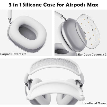 for AirPods Max Headphones Daisy Ear Covers for AirPods Max 2 | Cute Flower Clear Ear Cups Cover | White Silicone Ear Pad Case Headband Cover for Apple AirPods Max 2/1 (2026/2024/2020) - color: Daisy B/White