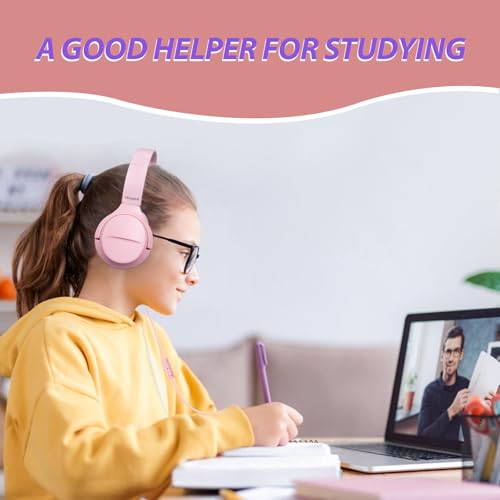 Wired Headphones with Mic, Type C Headphones, Volume Control Type-C, On-Ear with Wire for Laptop、Phone, Wired Headphone Over Ear (Green+Pink)
