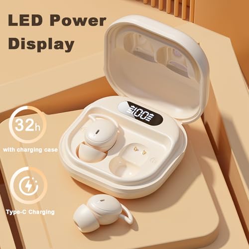Wireless Earbuds Bluetooth Sleep Headphones for Side Sleepers 32H Playback Noise Blocking Sleeping Ear Buds Small in-Ear Earphones,Beige