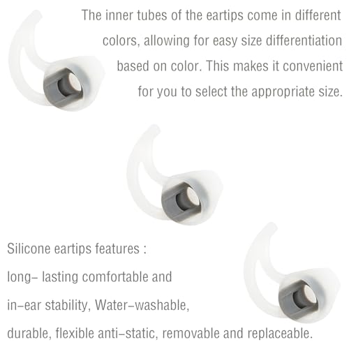 Medium Silicone Earbuds Pads Replacement Earbud Tips Compatible with Bose SoundSport Freestyle IE2 IE3 Headphone Rubber Tips Earbud Covers Ear Tips 3 Pairs - size: M