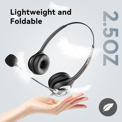 Wantek Headset with Microphone for PC, USB Wired Headphones - USB-C Over-Ear 3.5mm Headsets with Noise-Cancelling Microphone for Laptop - Computer Headphones with Mic in-line Control for Home