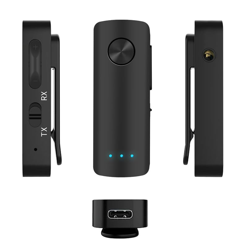 Bluetooth 5.3 Transmitter Receiver for TV to BT Headphone, Low Latency, HiFi 3.5mm AUX Bluetooth Car Adapter, Mini Poratble Wireless Audio Receiver for TV/PC,Car Home Stereo, Airplane, Boat, Gym