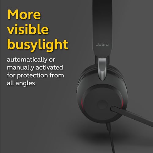 Jabra Evolve2 40 MS Wired Headphones, USB-C, Mono, Black – Telework Headset for Calls and Music, Enhanced All-Day Comfort, Passive Noise Cancelling Headphones, MS-Optimized with USB-C Connection - size: Microsoft Teams, style: Mono (USB-C)
