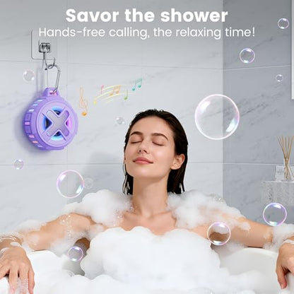 XLeader X8(2 Gen) Upgraded, Bluetooth Shower Speaker, Certified IP67 Waterproof, Small Wireless, Silicone Case, 10W Pro Sound&Deep Bass, 24Hrs Playtime, with Portable Clip, for Beach Kayak Gift Purple - color: D-Purple