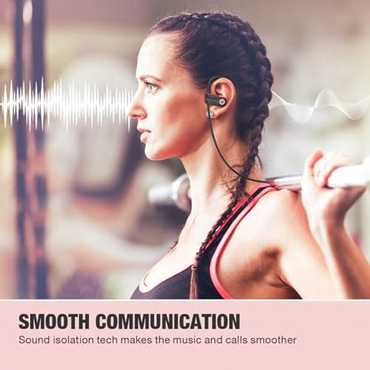 Boean Bluetooth Headphones, Wireless Earbuds with 16 Hours Bluetooth 5.3 Wireless Headphones HD Deep Bass Stereo IPX7 Waterproof Earphones for Sports Headset AI Music Generation - color: Pink