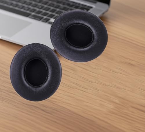 Replacement Ear Pad Cover Compatible with Beats by Dre Solo3 Solo2 Wired Wireless Headphones Protein Leather Memory Foam Headphone Cushion Ear Muffs-Black - color: black