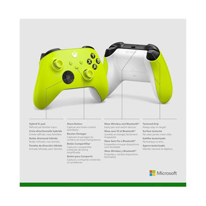 Xbox Wireless Gaming Controller | Electric Volt | Consoles, PCs, TVs, mobile, and more | Textured Grip | Wireless, Bluetooth, USB-C Connectivity - style: Electric Volt