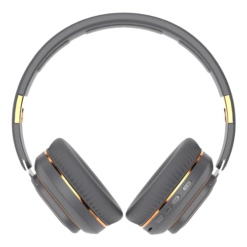 H7 Foldable Bluetooth Over-the-Ear Wireless Headphones, Gray | 30H Playtime,HiFi Sound,1.5m Audio-Cable,Soft Lightweigt Headset,for Cellphone,Travel,Women&Men,Android&iOS - color: Gray