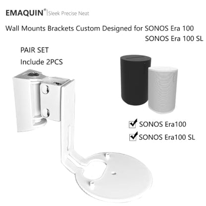 Wall Mounts Brackets-Pair Set(2PCS) for Sonos Era 100/Era 100 SL Speaker(Include 2PCS,Swivel and Tilt,Sturdy Metal,Enduring Paint Finish,Compatible with Sonos Era 100/Era 100 SL,Pair,White) - color: White, size: Pair Set