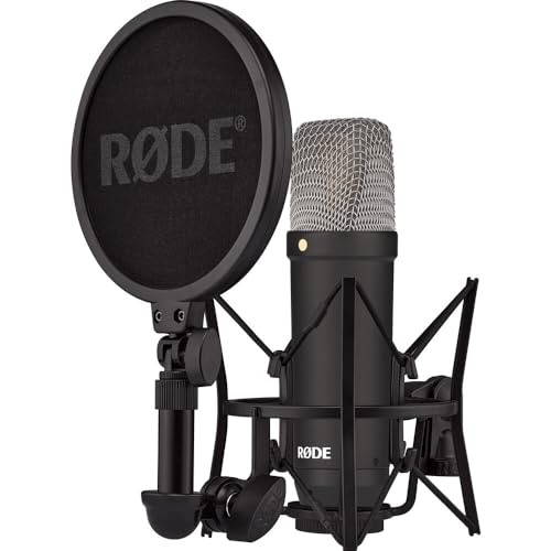 Rode NT1 Signature Series Large-Diaphragm Condenser Microphone (Black) Bundle with MS-5230F Tripod Microphone Stand with Fixed Boom and Polsen Studio Monitor Headphones