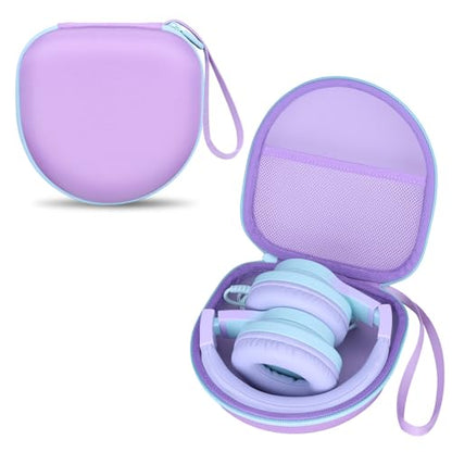 Kid Headphones Case for iClever/Candy Bila Headphone,Purple+Green,Case Only | for iClever BTH12 HS19 BTH20 BTH22 BTH26/Candy Bila/Acer/JBL/MIDOLA/JoySpark/JLab/ADOOPE/Spiderman/EarFun/ Etc Kids Headphone - color: Purple+Green Edge