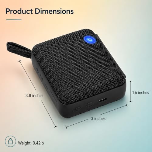 BP26 Portable Mini Bluetooth Speaker with FM Radio, IP68 waterproof and dustproof, 5 hours of playtime, TWS Pairing, Bluetooth 5.3, Ultra-Portable speaker for home, outdoor and travel (Black)
