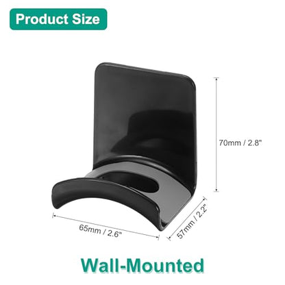 uxcell Headphone Stand, 2 Pcs ABS Headset Holder Adhesive Headphone Holder Hook Mount Headphone Hanger Hook Under Desk for Gaming Headphones Earphones Cables, Black(Wall-Mounted) - color: Black