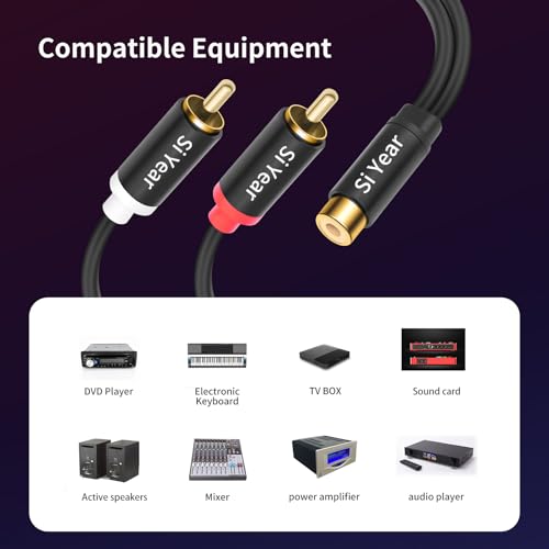 RCA Splitter 1 Female 2 Male 2Pack, Phono RCA Female to Dual Male Gold Plated Adapter, Stereo Audio Y Splitter Cable (20cm/2pcs) - color: RCAF-2RCAM-2PCS
