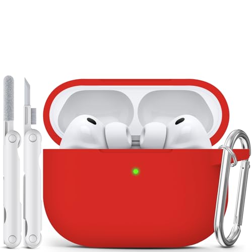 for AirPods Pro 3 Case 2025,Come with Cleaner Kit,Red | Silicone Protective Cover for Airpod Pro 3rd Generation Case with Keychain,for Women Men,One-Piece Design,Shockproof - color: D-Red