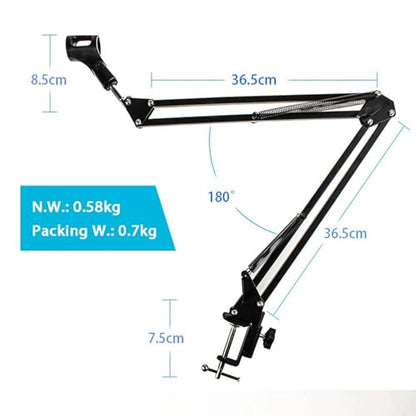 Boom Arm Microphone Mic Stand for Blue Yeti HyperX QuadCast SoloCast Snowball Fifine Shure SM7B Audio-Technica