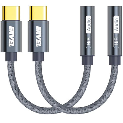 ENVEL USB C to 3.5mm Headphone Jack Adapter, 2 Pack Aux to USB C Adapter | USB C to Aux Audio Dongle Cable Cord Compatible with iPhone 17 16 15 Pro Max Samsung Galaxy S25, iPad Pro M2 M3 M4, Pixel 9