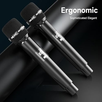 Wireless Microphones, Wireless Microphone with One-to-One Chip Connection, Less latency, 200FT Range, 40H Rechargeable Battery,Plug and Play, Ergonomic Design, Microphone for Singing, Speaker, Party
