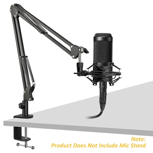 Metal Desk Clamp for Mic Stand, C-Mount Boom Arm Table Clamp, Side Knob Adjustment, Suitable for Desktops up to 2.24”/5.7cm Thick