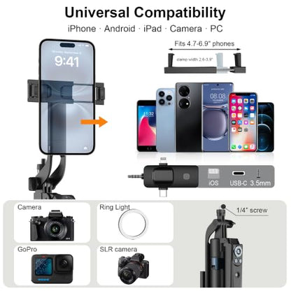 Tripod for iPhone Vlogging Kit with Mini Microphone, Light & Remote