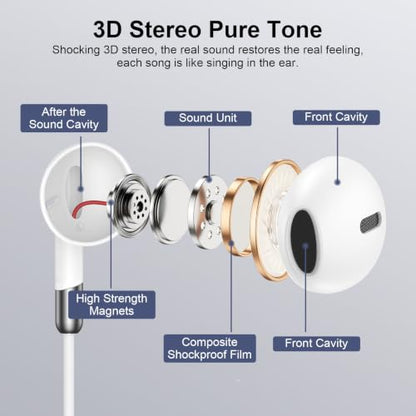 Wired Ear Buds Compatible for iPhone 14 Plus/14 Pro Max/13/12/11/XR/XS/X/8/7/Pro Max,Wired Earphone Headphones with Lightning Connector Built-in Microphone & Volume Control Headsets,Noise Isolation