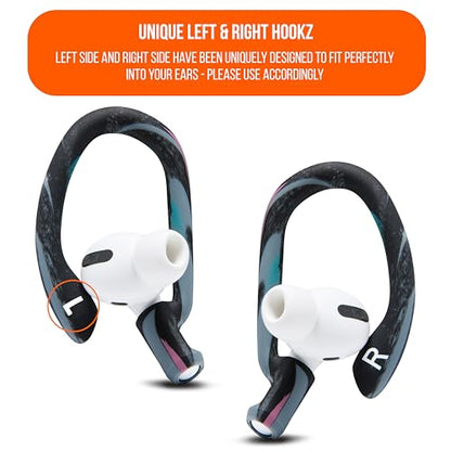WC HookZ - Patented Upgraded Over Ear Hooks for AirPods Pro 1, 2 & AirPods 1, 2 & 3- Two Size Pairs Included in Package, Unique Left & Right Hook, Made by Wicked Cushions | 90's Black - color: 90's Black