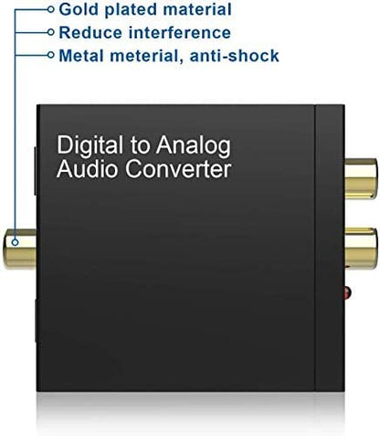 Digital to Analog Audio Converter 192KHz, DAC Digital SPDIF Coaxial Optical Convert to L/R RCA, Toslink Optical to 3.5mm Jack Audio Adapter for PS4 HD DVD Home Cinema Systems