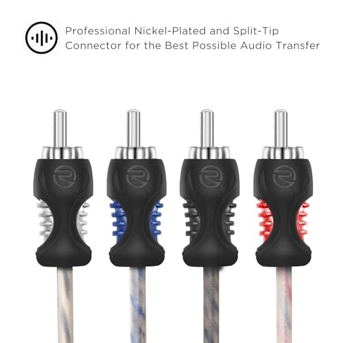 RECOIL RCI49 OFC 9ft 4-Channel RCA Audio Cable Twisted Pair Noise Reduction | 100% Oxygen Free Copper - size: 9ft