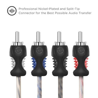 RECOIL RCI49 OFC 9ft 4-Channel RCA Audio Cable Twisted Pair Noise Reduction | 100% Oxygen Free Copper - size: 9ft