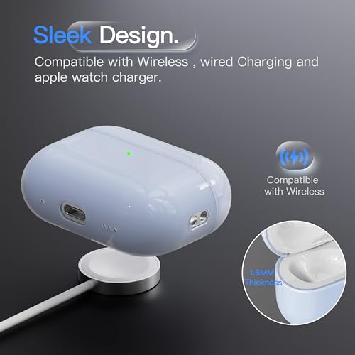 Case for AirPods Pro 3 Never-Sretch-Out DamonLight Shock-Proof Protective Semi Hard Silicone Case Compatible with Apple Airpods Pro 3rd Generation (Ice Blue) - color: Pale Blue