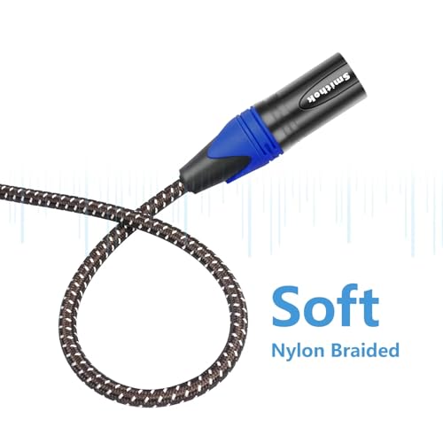 Smithok 2Pack 1/4" to XLR Cable,Heavy Duty Nylon Braided,Gold Plated Plug,Balanced 1/4" TRS (Quarter Inch 6.35mm) to 3pin XLR Male Patch Cable, Microphone Cable-3.3ft