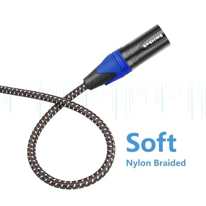 Smithok 1/4" to XLR Cable,Heavy Duty Nylon Braided,Gold Plated Plug,Balanced 1/4" TRS to XLR Male Patch Cable, Quarter Inch 6.35mm to 3pin XLR Male Microphone Cable -10ft(3M)