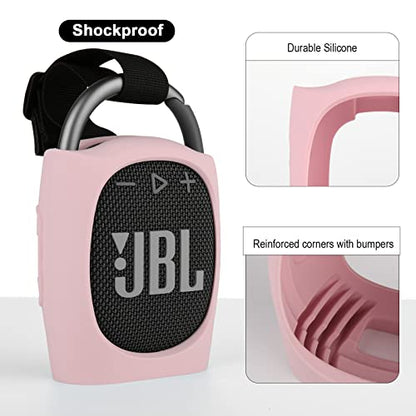 Silicone Case Compatible with JBL Clip 4 - Portable Mini Speaker Stand Up Protective Carrying Case Cover for JBL Clip 4 (Pink) - color: Pink