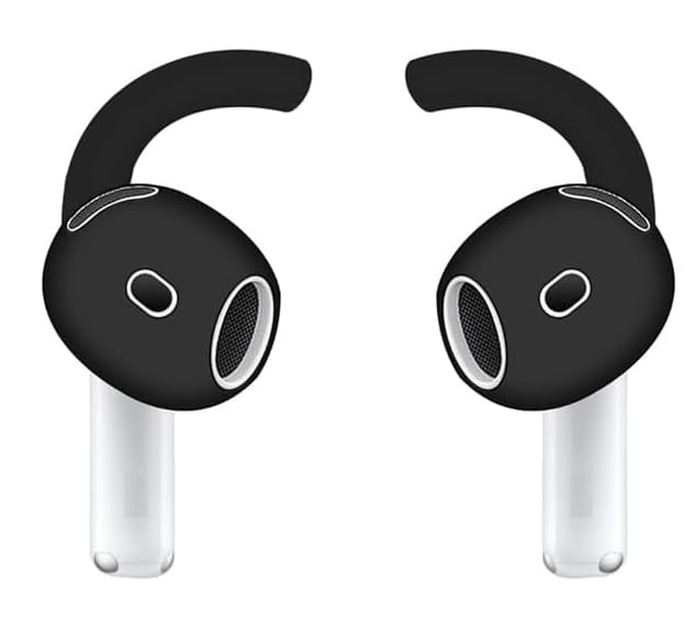 ALXCD Ear Hooks Compatible with AirPods 4 4th Gen, 2 Pair Anti-Slip Soft Rubber Earhook, 2 Pairs Silicon Ear Tips Hook, Compatible with AirPods 4 2+2 Pairs 722 Black - color: Black