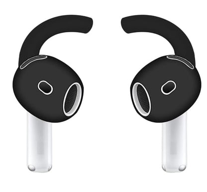 ALXCD Ear Hooks Compatible with AirPods 4 4th Gen, 2 Pair Anti-Slip Soft Rubber Earhook, 2 Pairs Silicon Ear Tips Hook, Compatible with AirPods 4 2+2 Pairs 722 Black - color: Black