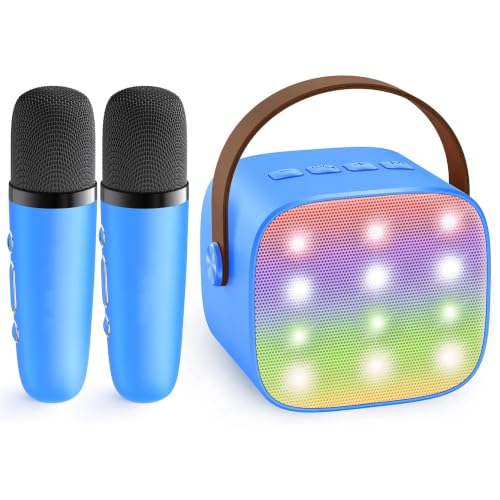 YLL Mini Karaoke Machine for Kids Adults, Portable Bluetooth Speaker with 2 Wireless Microphones, Birthday Gifts Toys for Girls Boys Ages 3, 4, 5, 6, 7, 8, 9,10,11,12+ Years Old Toddler (Royal-Blue) - color: Royal-Blue