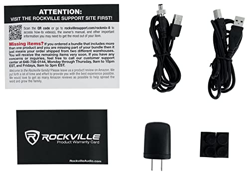 Rockville ROCKMIX 8 Channel USB Mixer with Interface, Compressor, Bluetooth | 2 XLR/1/4" Inputs, 48V Phantom Power, 3-Band EQ, FX Send, RCA Aux