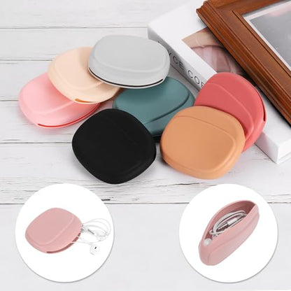 HARFINGTON Earbuds Cases, Wired Earphone Case Holder Organizer, Silicone Ear Buds Case Small for USB Cable, Earphones, Pink - color: Pink